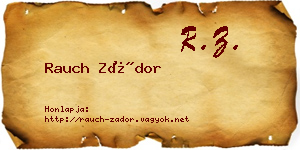 Rauch Zádor névjegykártya